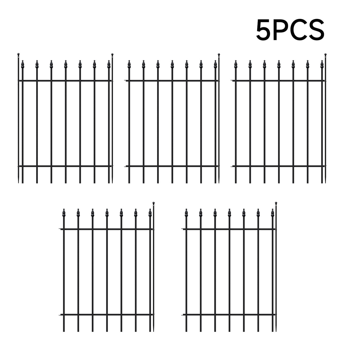 5-Panel Decorative Metal Garden Fence Set