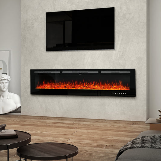 70/80 Inch Wall Mounted/Insert Electric Fireplace with 12 Colours Settings
