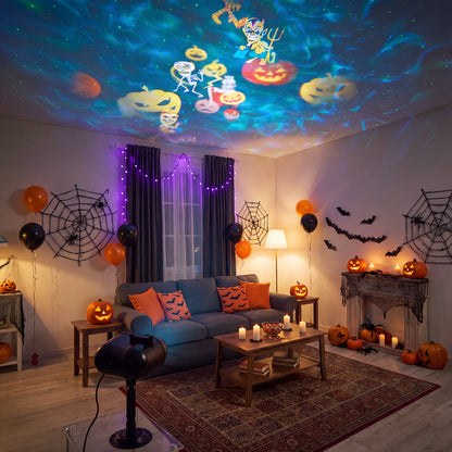 16W 10-LED Projector Light with Laser Star Effect & 10 Interchangeable Festive Slides