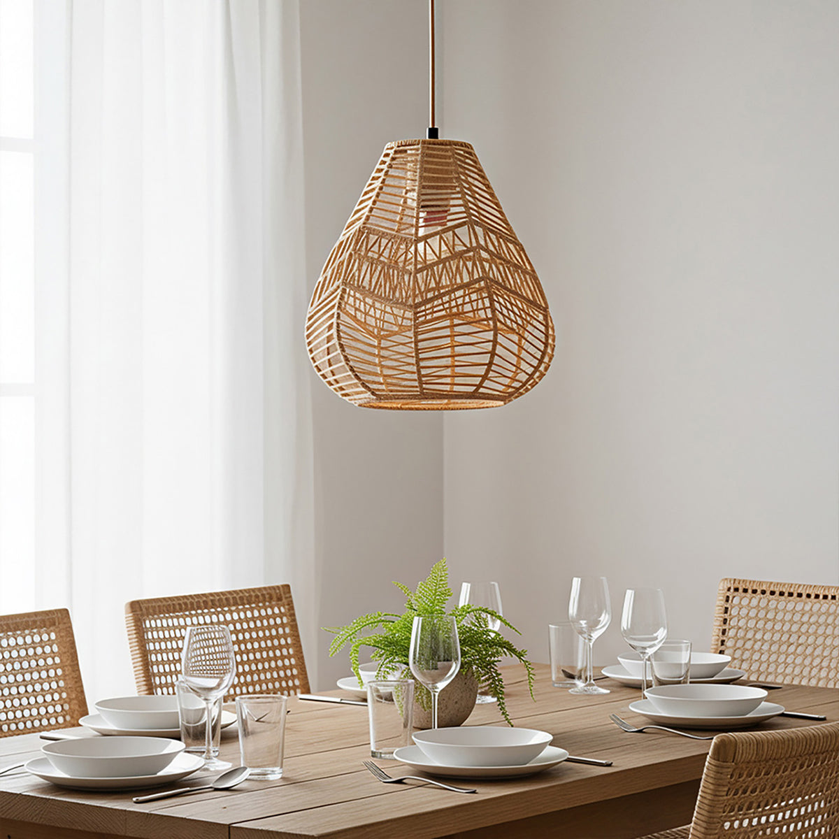 E27 Rattan-woven Ceiling Pendant Light