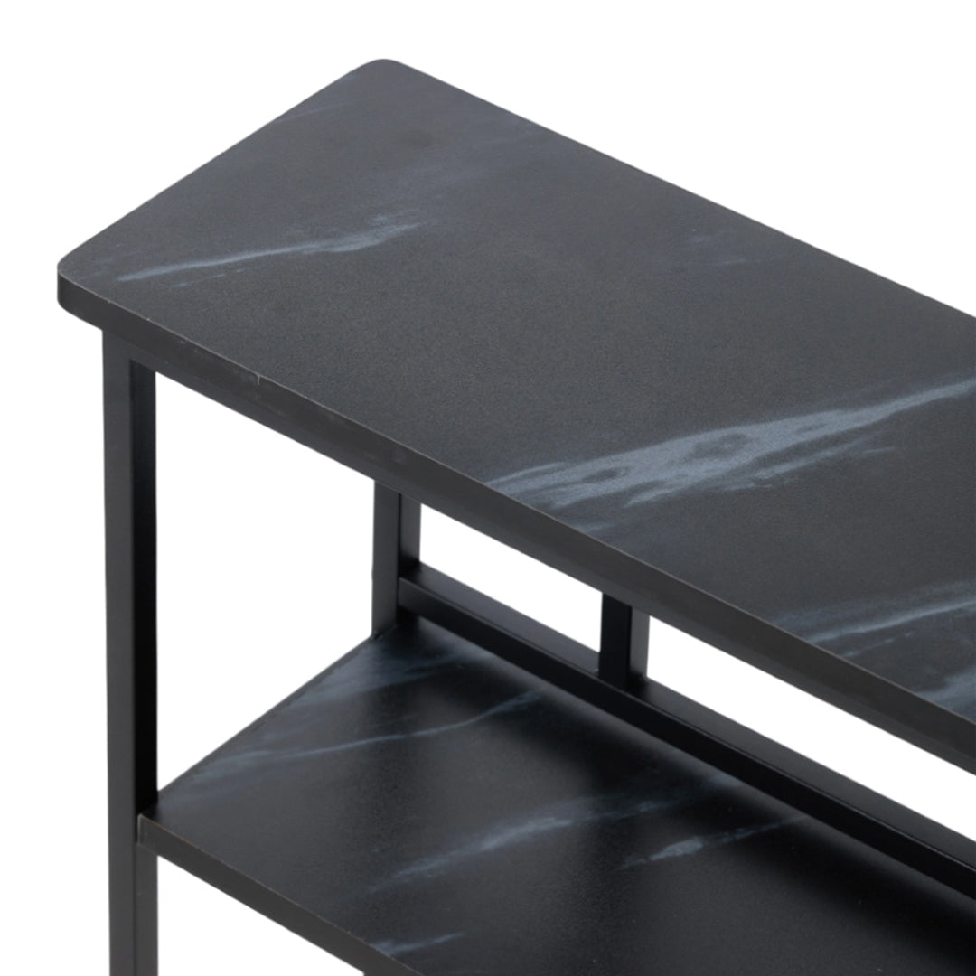 2-Tier Narrow Marble-Effect Console Table