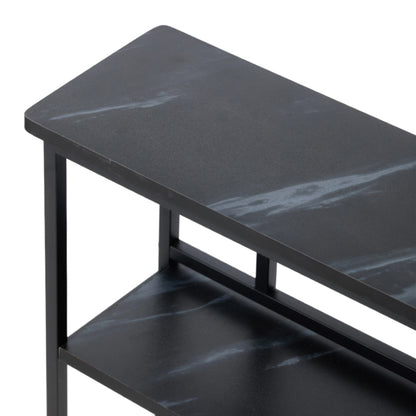 2-Tier Narrow Marble-Effect Console Table