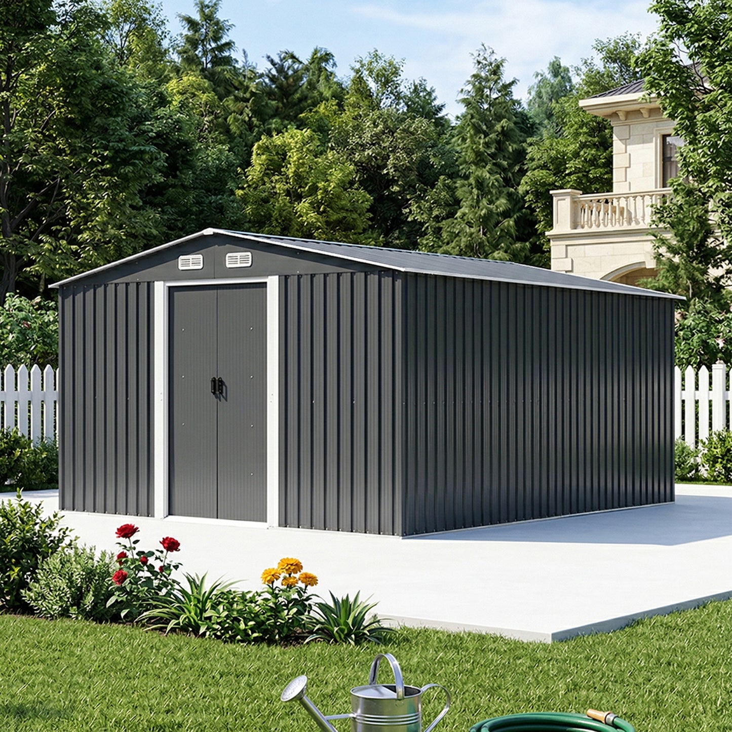 12x10 FT Large Metal Garden Tool Storage Shed