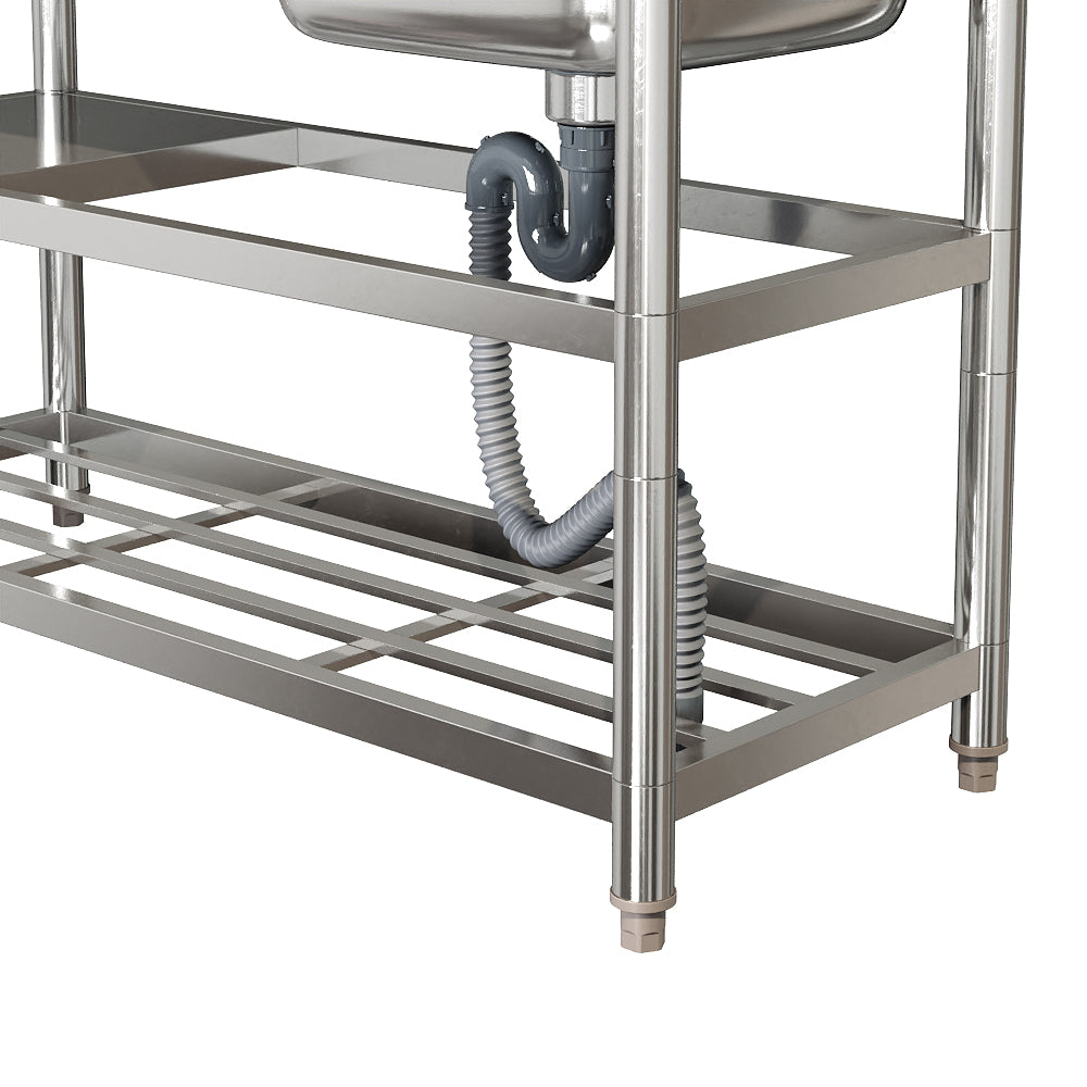 Stainless Steel One Compartment Sink with Shelves