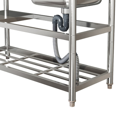 Stainless Steel One Compartment Sink with Shelves