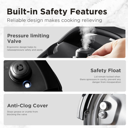1200W Multifunctional Household Pressure Cooker 7.6L Stainless Steel Inner Pot