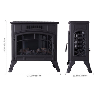 Freestanding Electric Fireplace Heater with Remote Control