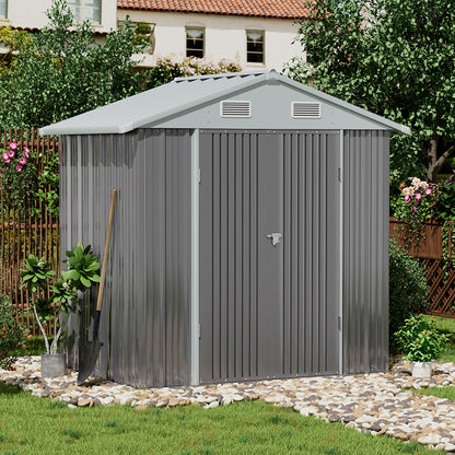 4x6FT Metal Garden Storage Shed with Lockable Door