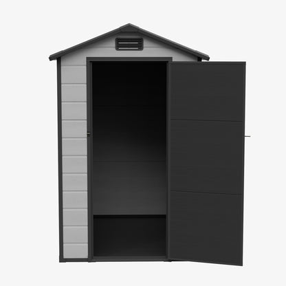 4 x 6 ft Plastic Garden Storage Shed with Apex Roof & Lockable Door