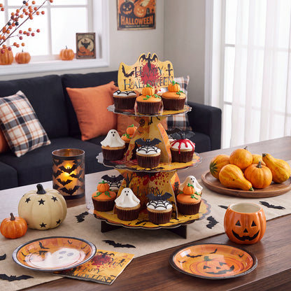 3-Tier Halloween Cardboard Cupcake Display Stand