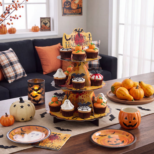 3-Tier Halloween Cardboard Cupcake Display Stand