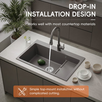 Modern Quartz Resin Composite Kitchen Sink with Waste Kit