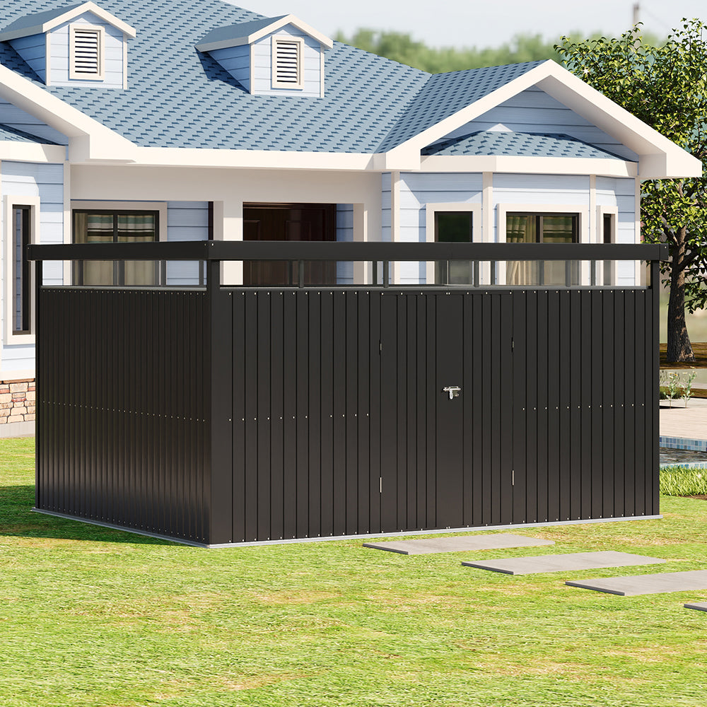 13x10FT Metal Garden Shed with Double Doors