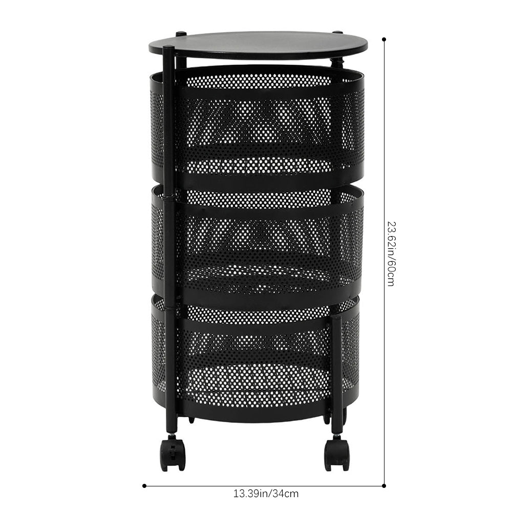 2–5 Tier Kitchen Storage Organiser with Rotating Baskets and Castors