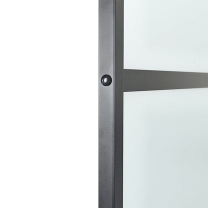 Clear and Smooth Glass Black Barn Door with Sliding Hardware Kit