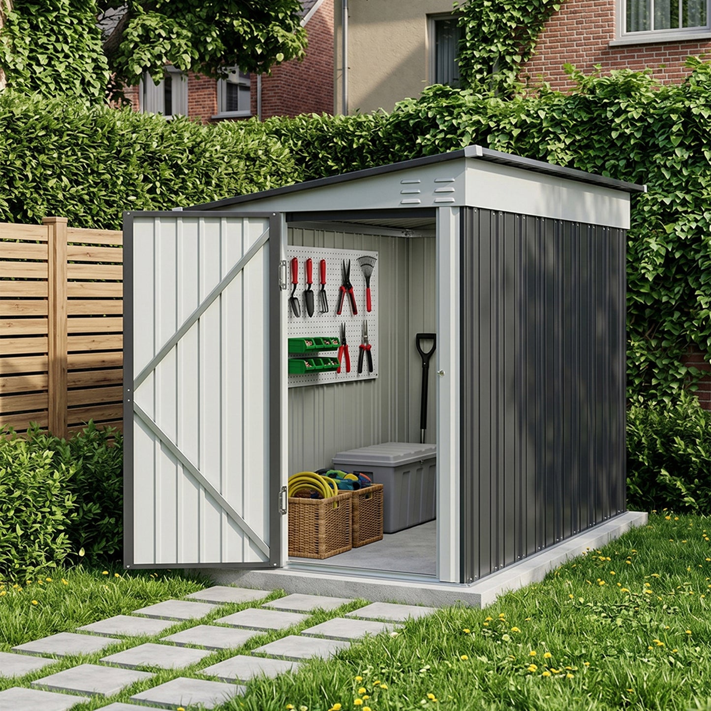 4x8 FT Pent Roof Garden Tool Shed Outdoor Patio Storage House