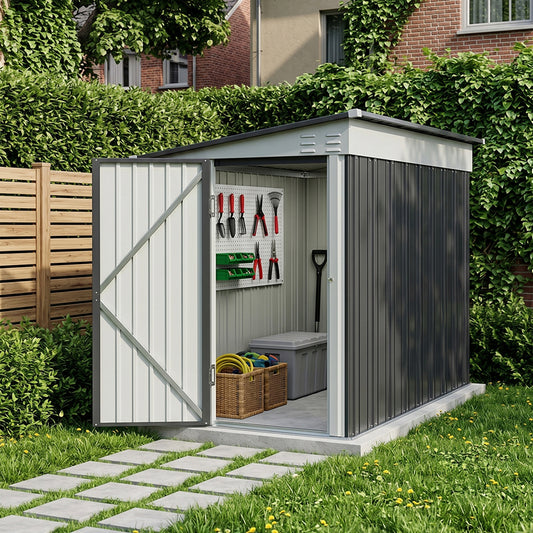 4x8 FT Pent Roof Garden Tool Shed Outdoor Patio Storage House
