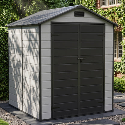 6 x 6 ft Plastic Garden Storage Shed with Apex Roof & Double Doors