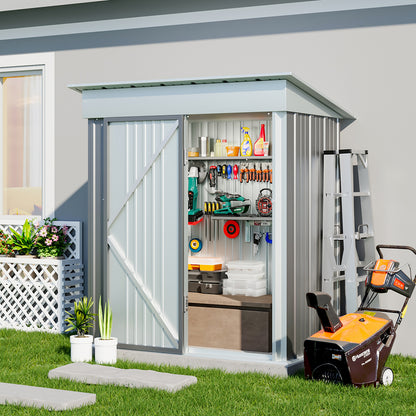 5 x 3 ft Metal Garden Storage Shed with Pent Roof & Lockable Door