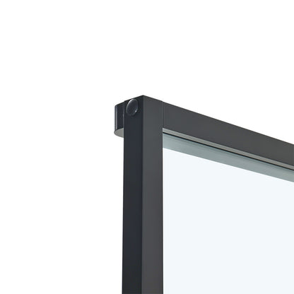 Clear and Smooth Glass Black Barn Door with Sliding Hardware Kit