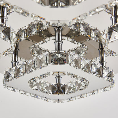 Select Dimmable Option Square Large-size Glamourous Crystal LED Ceiling Light
