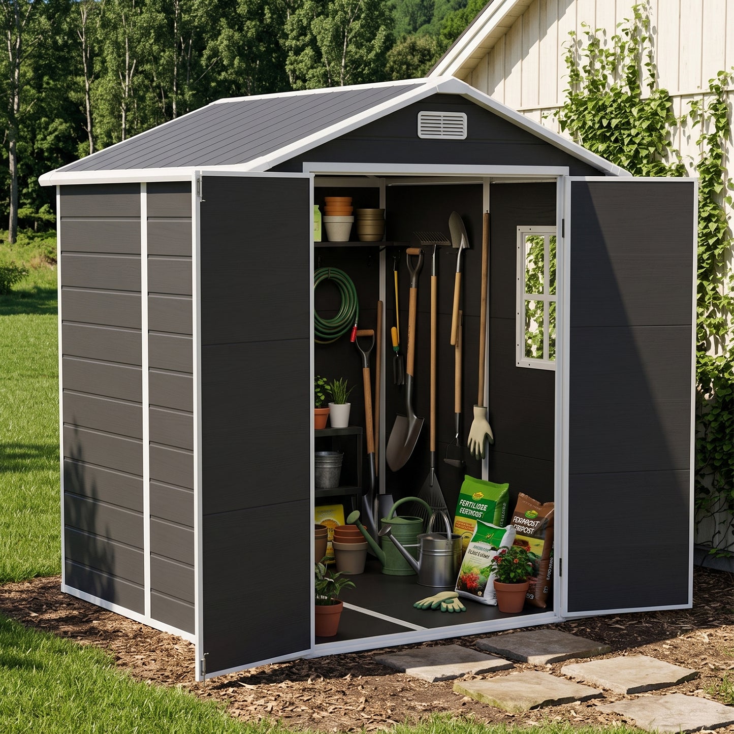 6x6 FT Outdoor Garden Plastic Storage Shed
