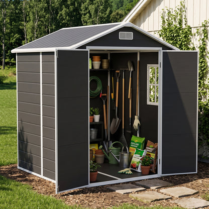 6x6 FT Outdoor Garden Plastic Storage Shed