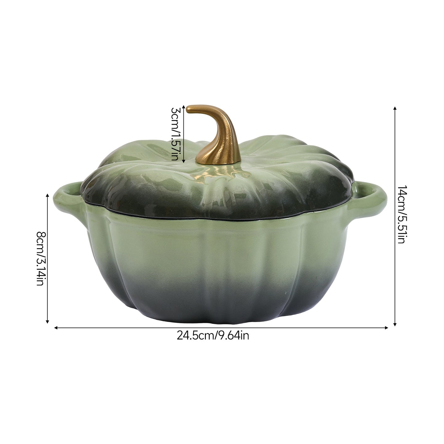 Enamelled Cast Iron Pumpkin Dutch Oven with Lid and Handles