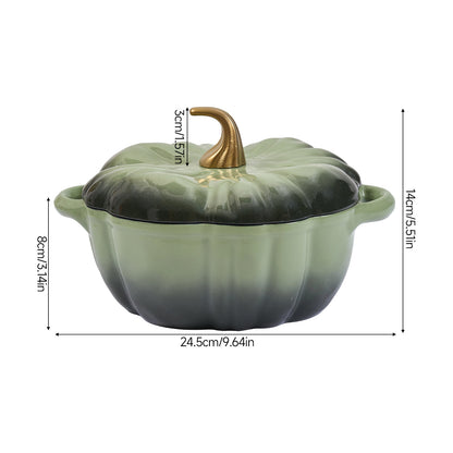 Enamelled Cast Iron Pumpkin Dutch Oven with Lid and Handles