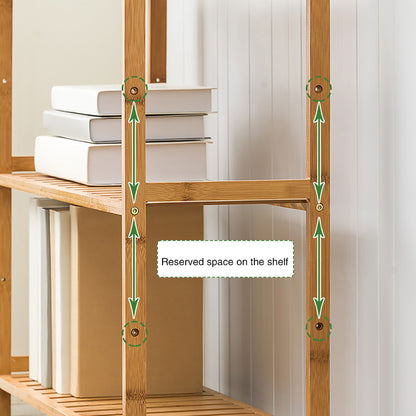 Tiered Bamboo Wood Book Storage Shelf