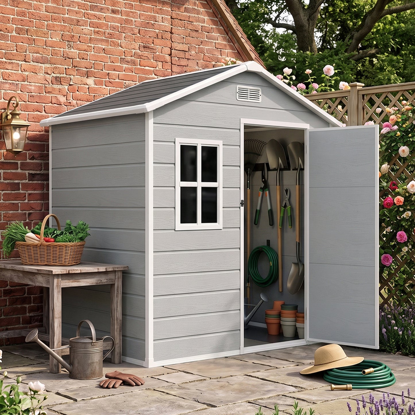 6x4FT Outdoor Plastic Storage Shed