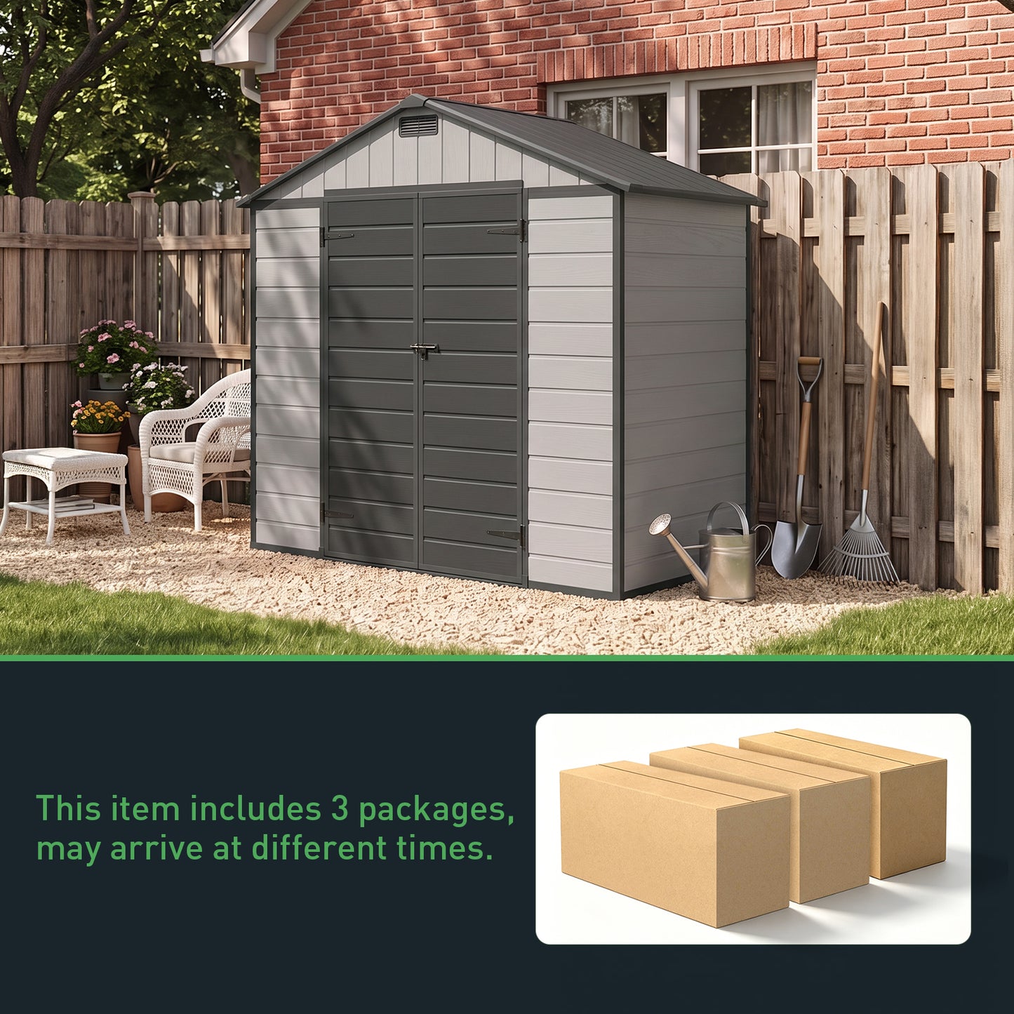 8x4 FT Large Garden Storage Shed