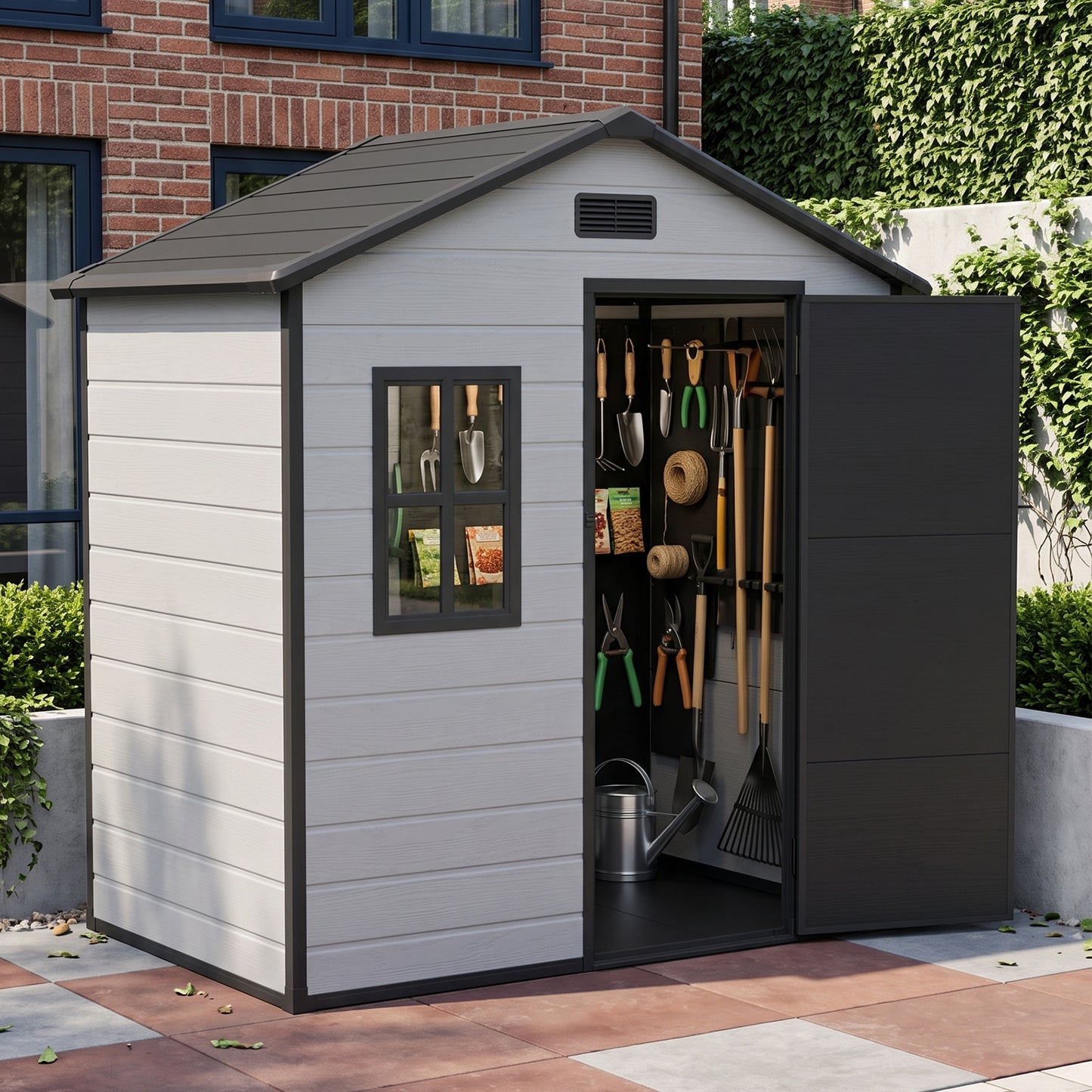 6x4FT Outdoor Aluminum & PP Storage Shed