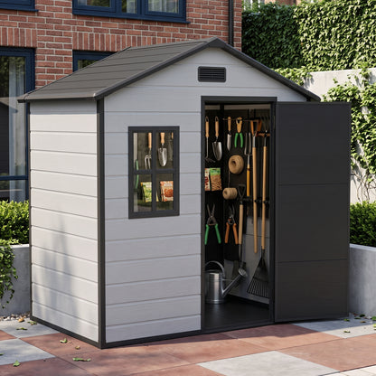 6x4FT Outdoor Aluminum & PP Storage Shed