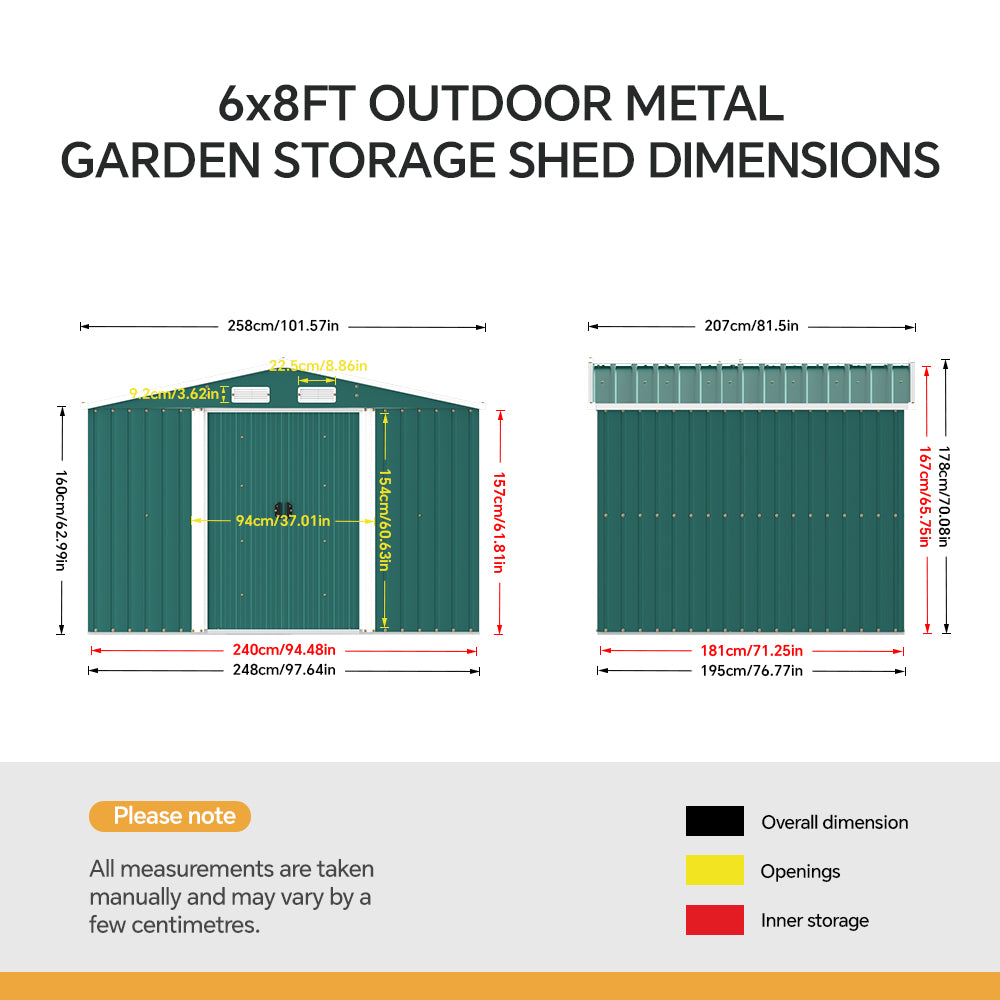 Steel Garden Storage Shed with Apex Roof