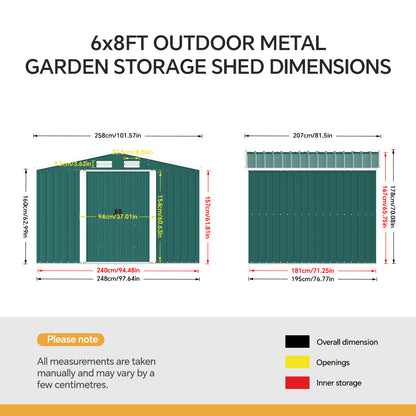 Steel Garden Storage Shed with Apex Roof