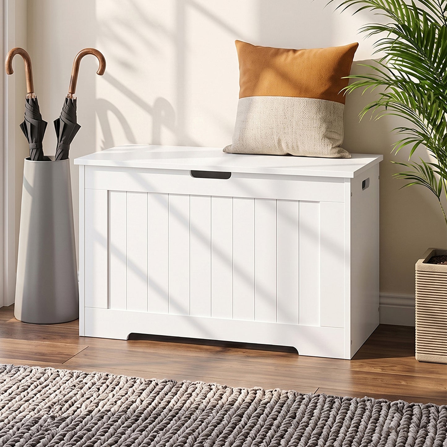 White Wooden Storage Chest Organiser Box