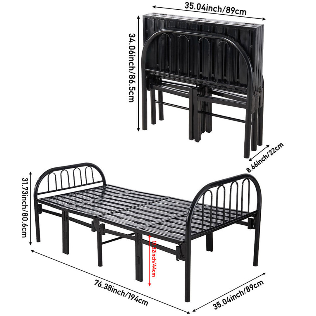 Metal Folding Bed Frame With Secure Buckle Design