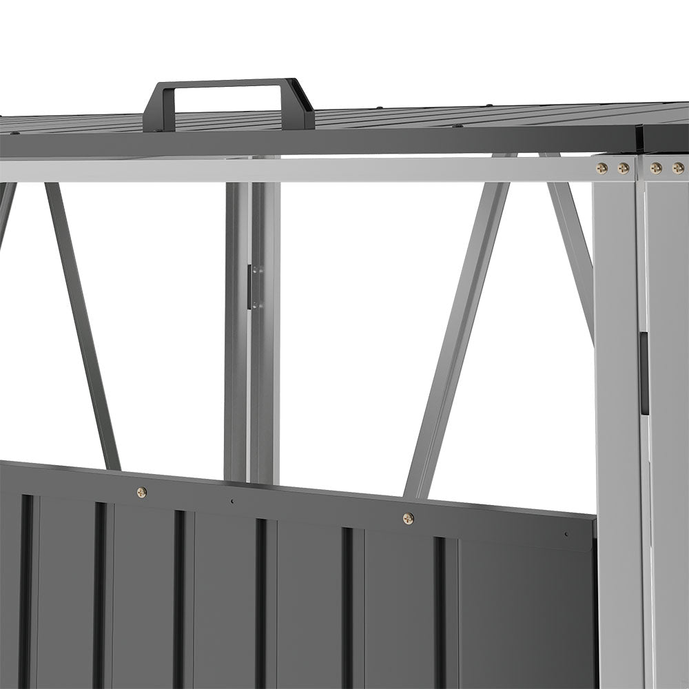 Black Metal Outdoor Garbage Bin Shed For 3 Trash Bin