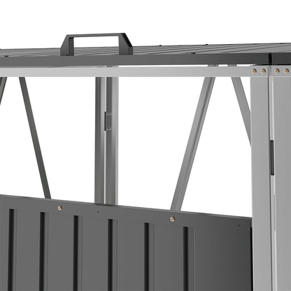 Black Metal Outdoor Garbage Bin Shed For 3 Trash Bin
