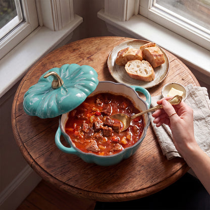Enamelled Cast Iron Pumpkin Dutch Oven with Lid and Handles