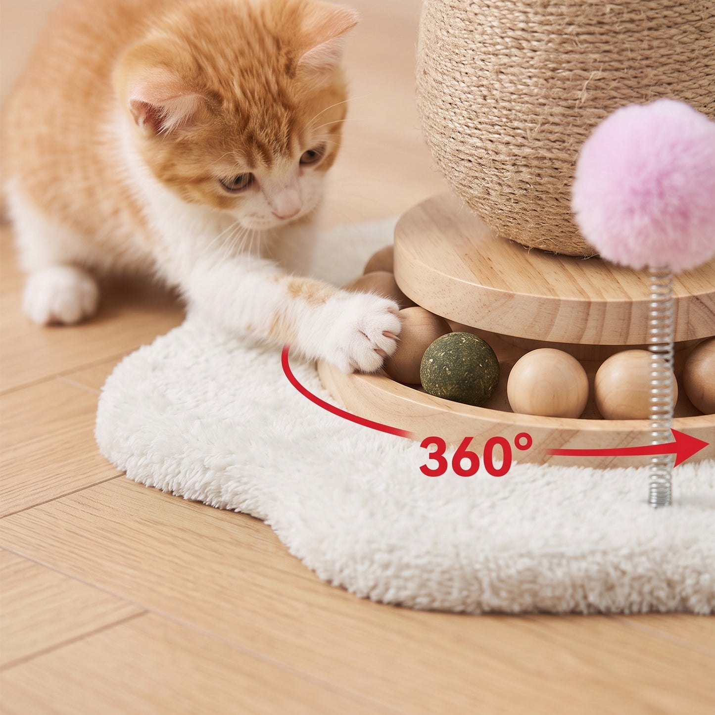 Brown Mushroom Cat Scratching Post with Turntable Toy