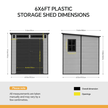 6 x 6FT Outdoor Garden Pent Roof Tool Storage Shed