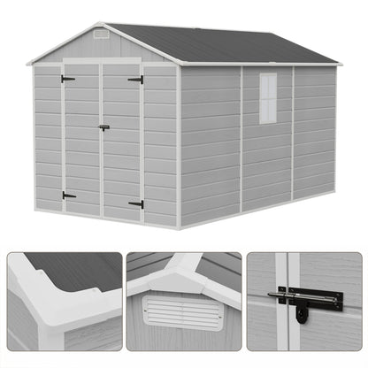 8X12FT Outdoor Aluminum & PP Storage Shed