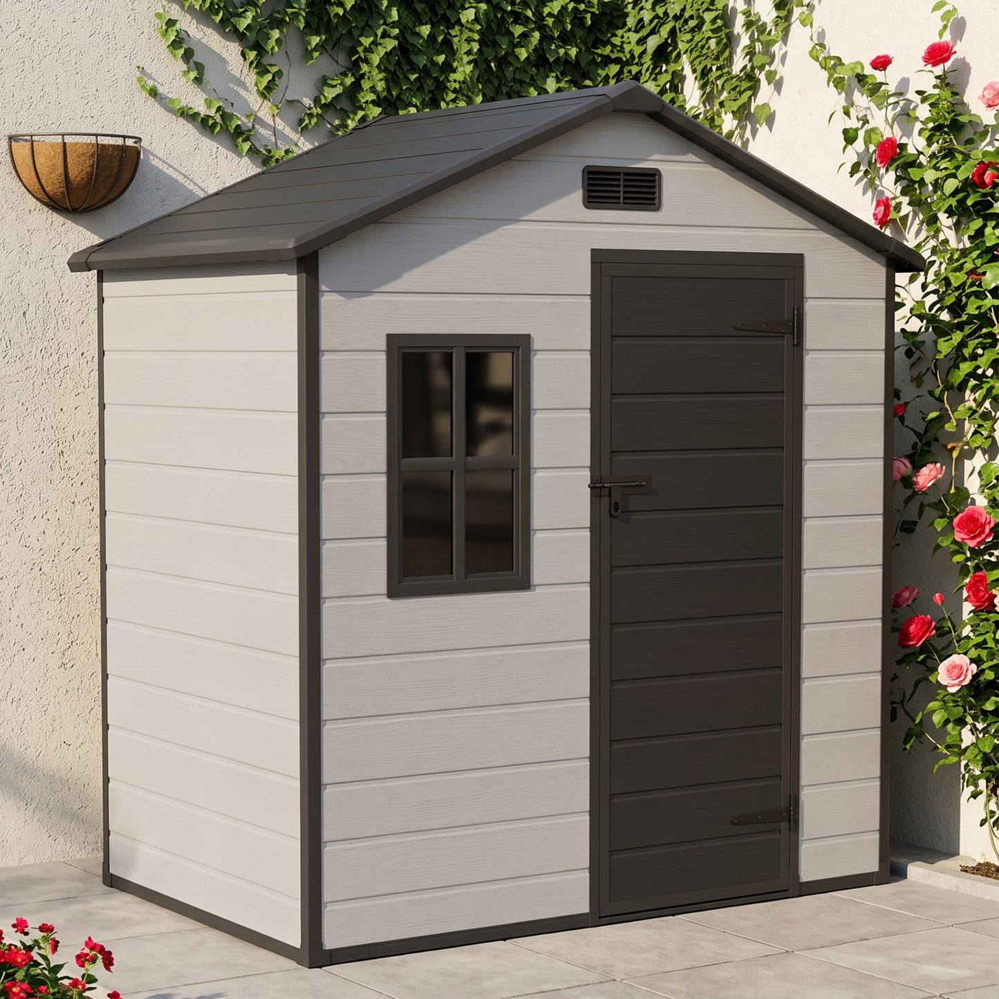 6x4FT Outdoor Aluminum & PP Storage Shed