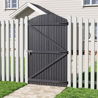 Grey Semi Braced Arch Top Strong Wooden Garden Gate