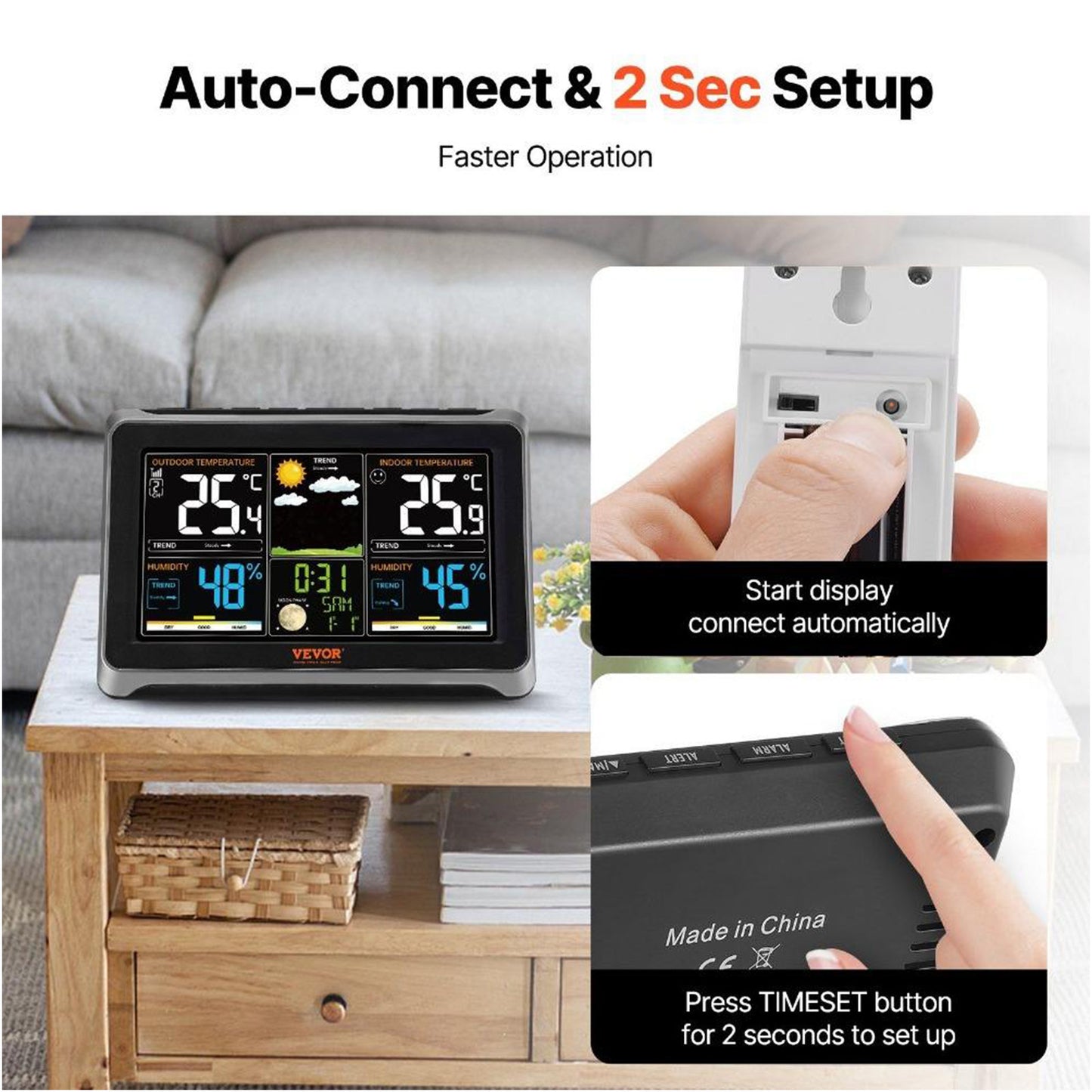 Wireless Colour Digital Display Weather Station with Outdoor Sensor