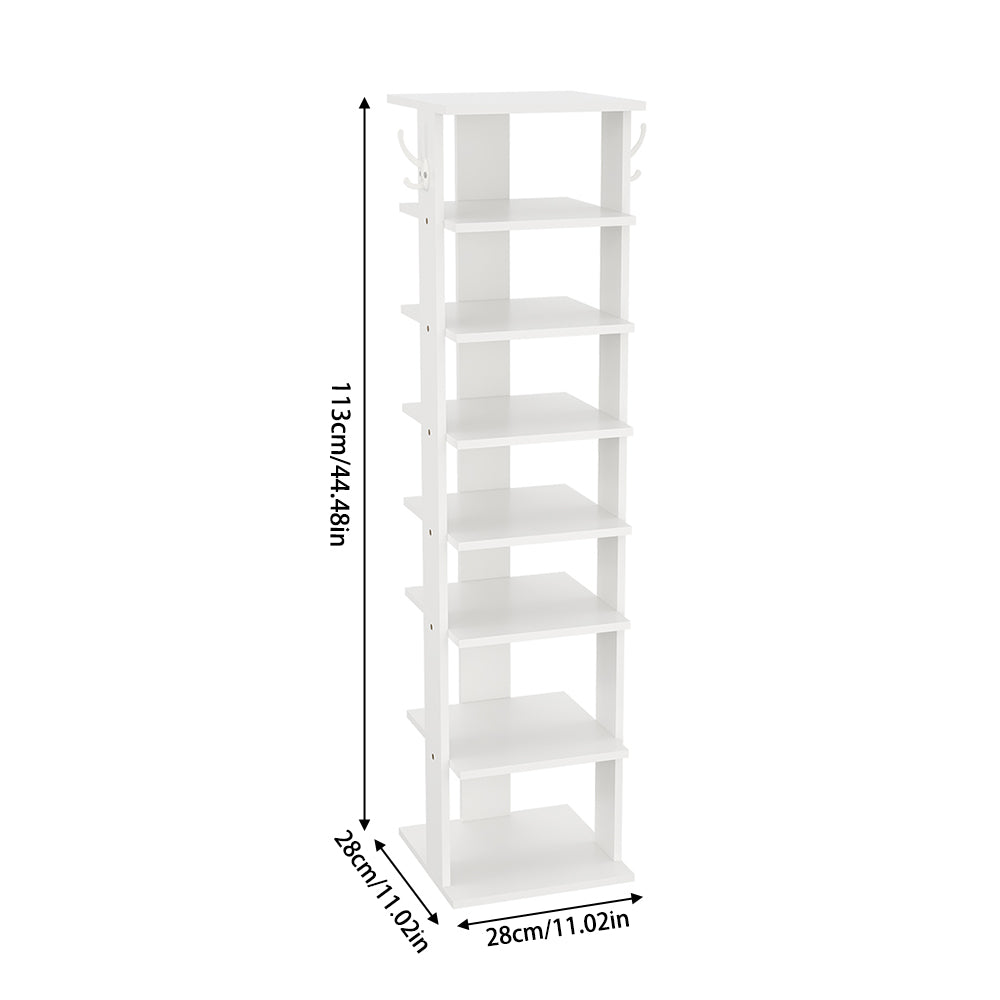 Natural Wood 8-Tier Shoe Rack for Entryway