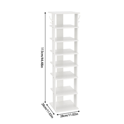 Natural Wood 8-Tier Shoe Rack for Entryway