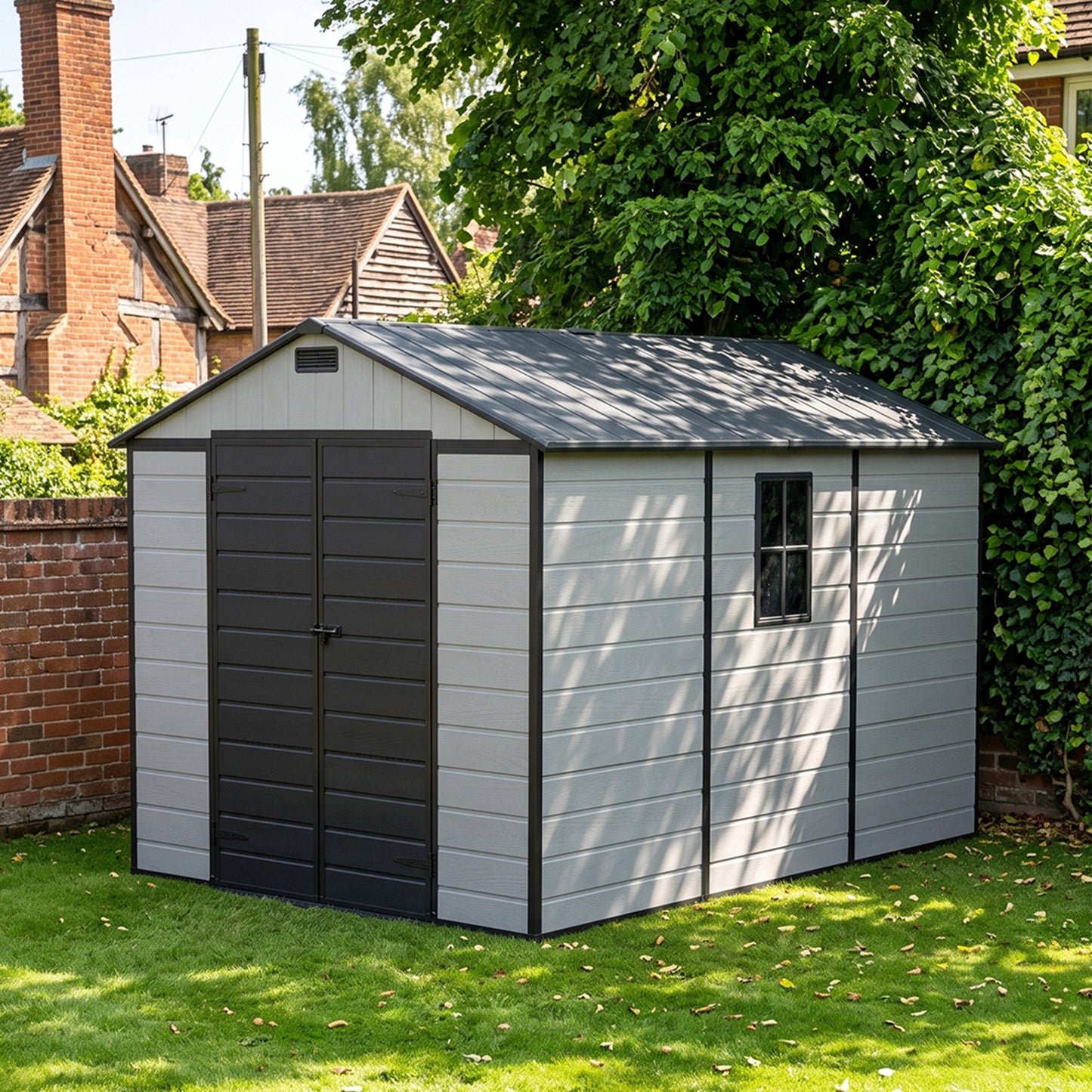8x10FT Plastic Garden Storage Shed with Lockable Door